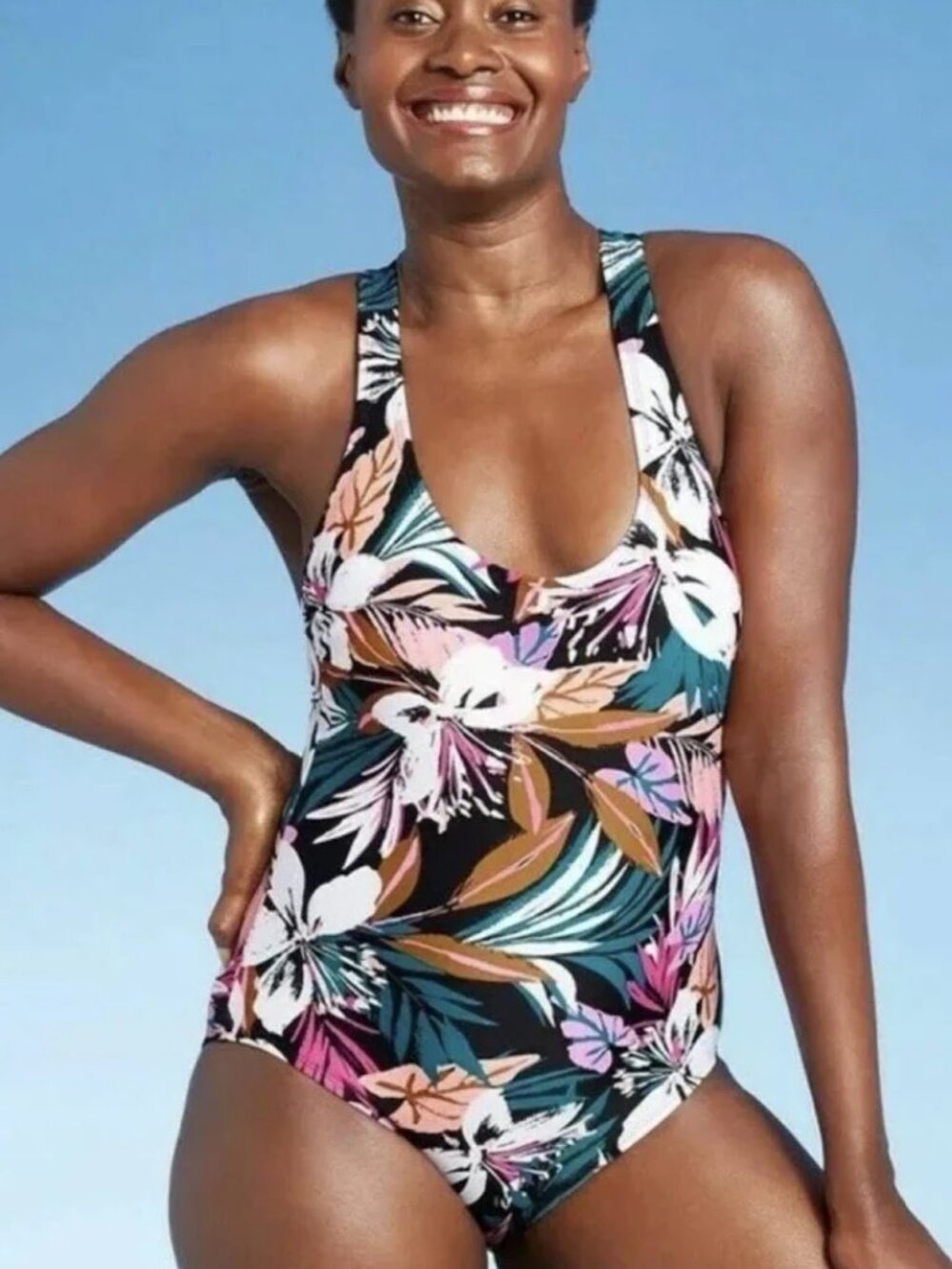 Kona Sol Twist-Back Tropical Print Medium Coverage One Piece - Women's XL